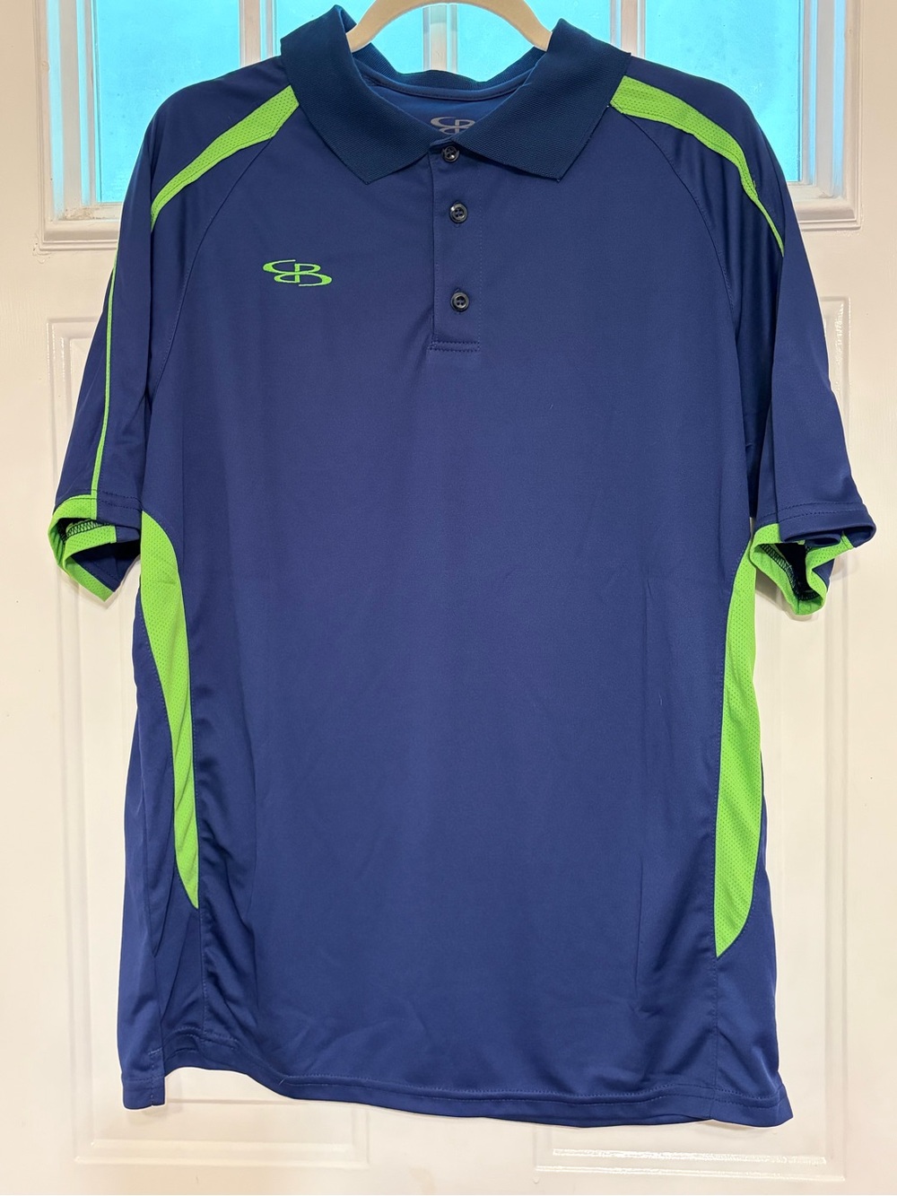 Boombah Men's Blue with Green Trim Performance Polo Size Large New with Tags
